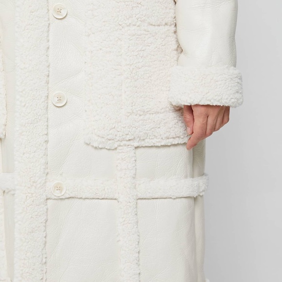 Maniere de voir vegan leather and shearling coat size M NWT *Limited Edition* - Picture 2 of 10